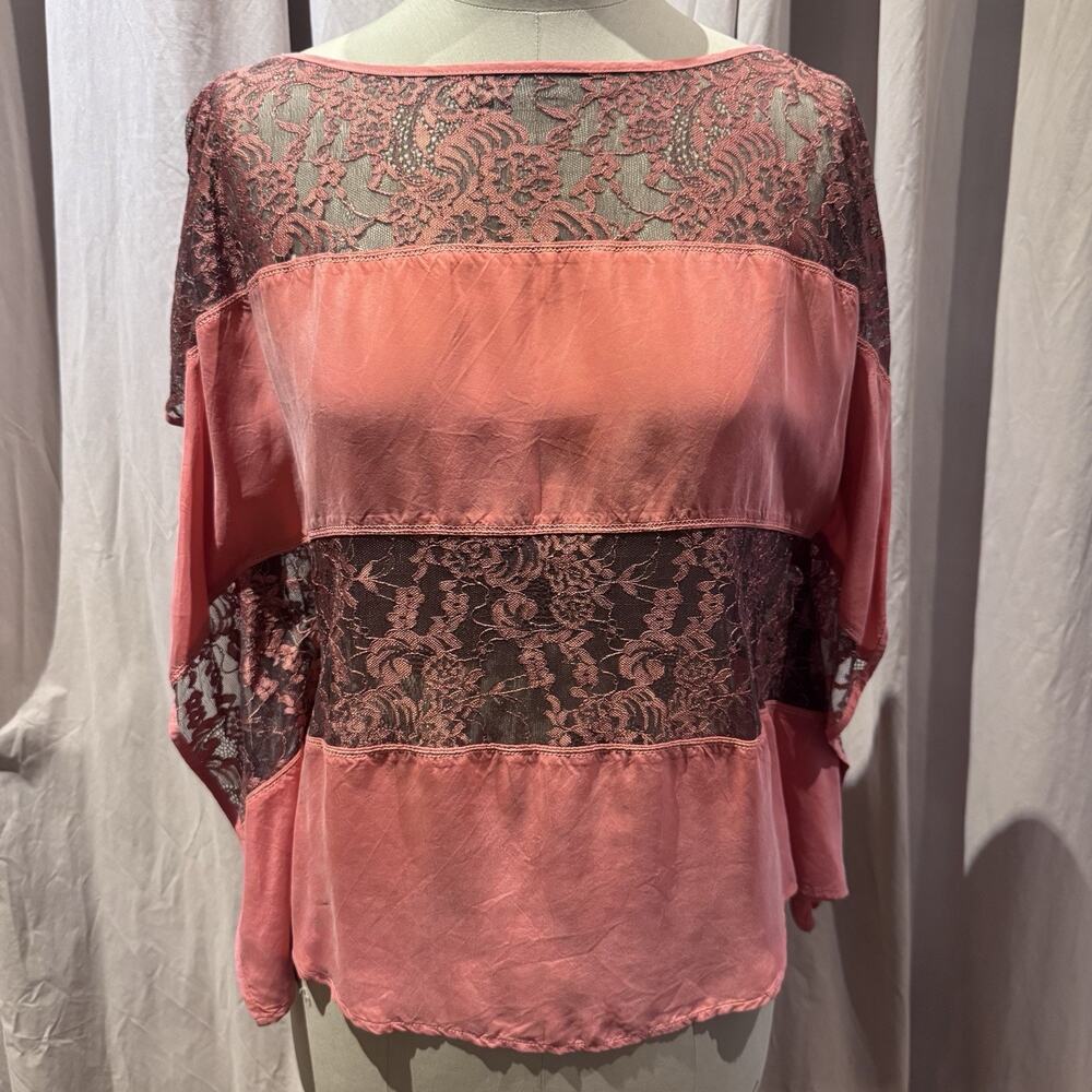 Miss Ferriday Vintage Cupro And Lace Caftan Top M NWT